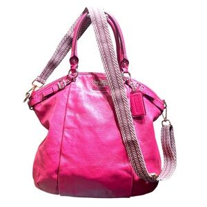 Coach Large Madison Lindsey 18641 Convertibles Scarlet Leather Shoulder Bag.